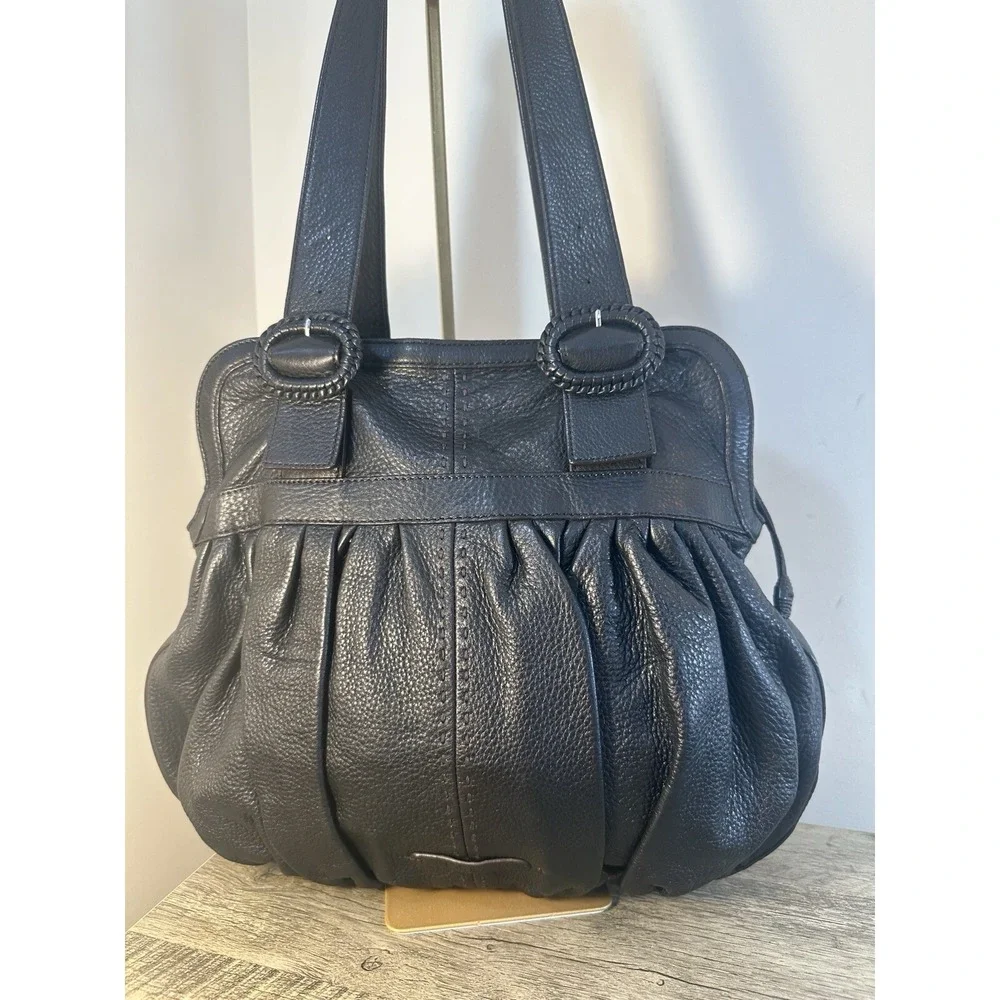 COLE HAAN BLACK LEATHER HOBO HANDBAG SHOULDER BAG Purse So Soft!